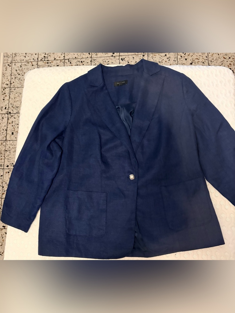 Talbots Navy Single-Button Linen Blend Blazer